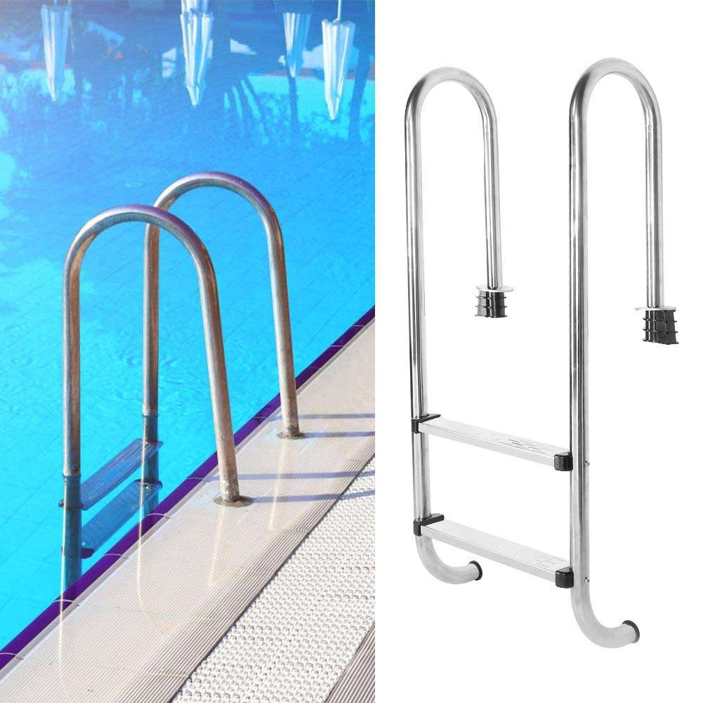 Customized Outdoor Swim 2 Step Handrail Stainless Steel Pool Frame Ladder Steps Inground Pool Slide Pool Ladder With Barrie