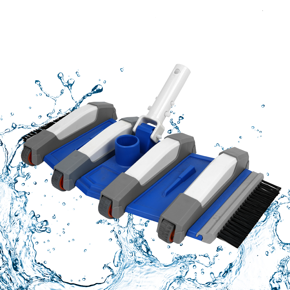 Customized Pool Supplier Deluxe 14in Flexible Pool Vacuum Head With Side Brushes and Fishtail EZ Clip Handle